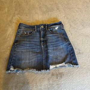 Denim Blue Distressed Skirt